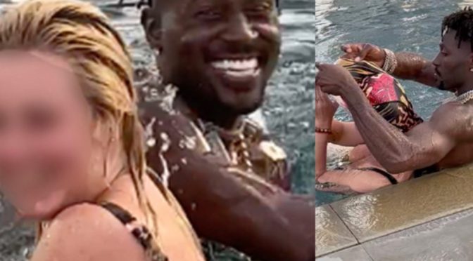 Former #NFL baller #AntonioBrown EXPOSES himself to woman in #Dubai pool! [NSFW vid]
