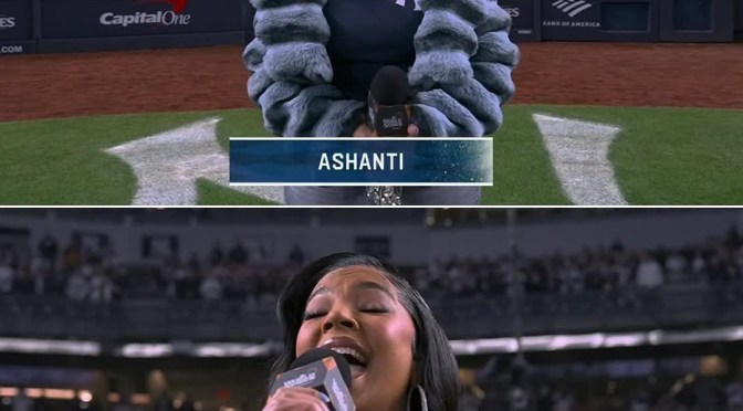 #Ashanti sings #TheNationalAnthem at the #WorldSeries! [vid]